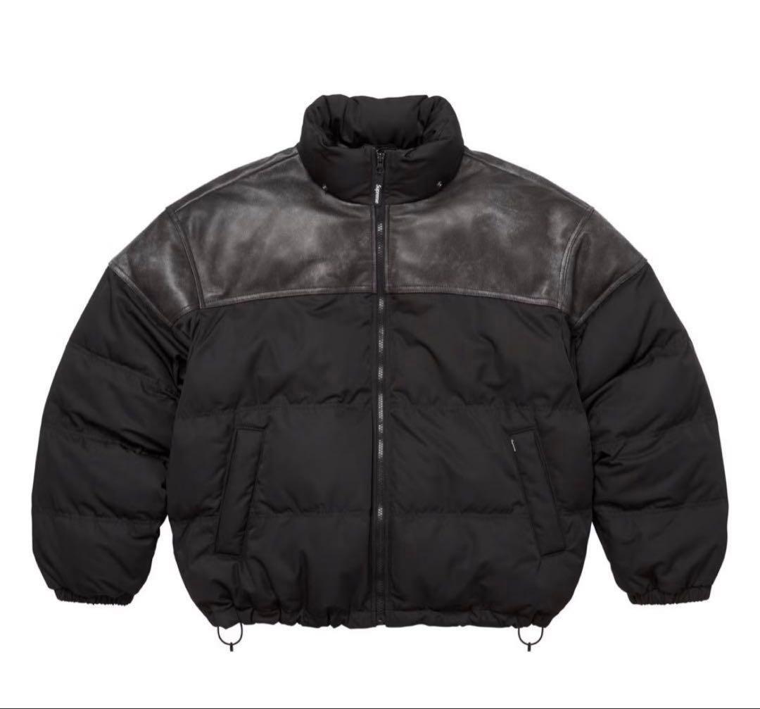ジャケット・アウター Supreme Leather Yoke Puffer Jacket