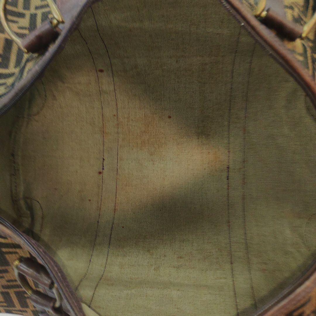 フェンディ ボストンバッグ レザー×キャンバス A4可 肩掛 FF柄 ブラウン