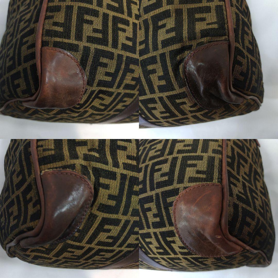 フェンディ ボストンバッグ レザー×キャンバス A4可 肩掛 FF柄 ブラウン