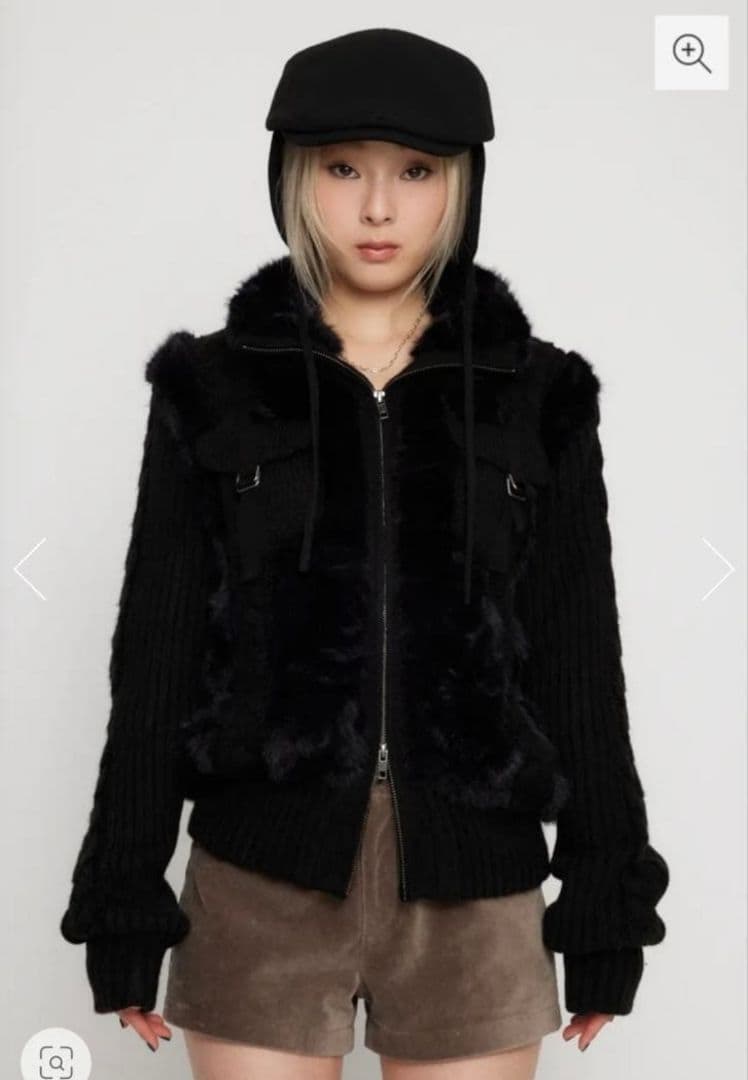 lagua gem CABLE KNIT FAUX FUR ブルゾン