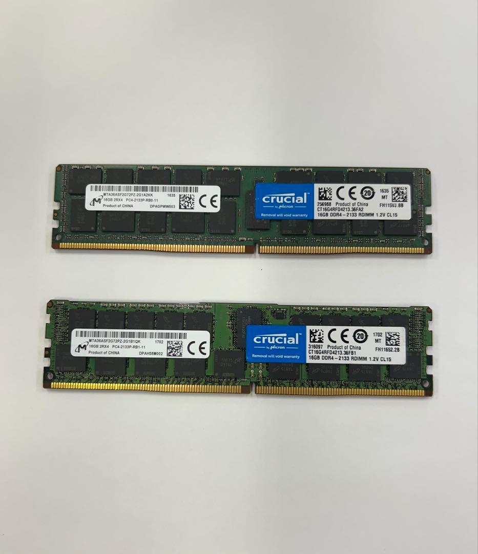 Crucial DDR4 2133 16GB 2枚　ECCメモリ