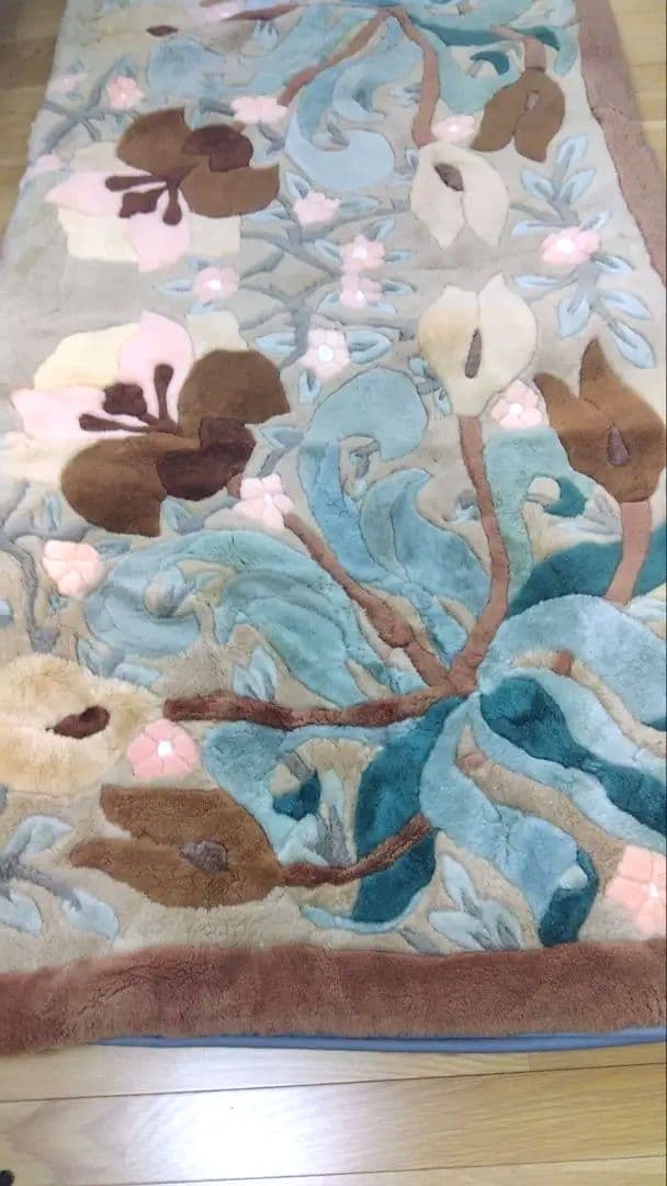 14,500⇒13,050ビンテージ 花柄 ムートン カーペット200×200