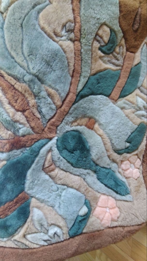 14,500⇒13,050ビンテージ 花柄 ムートン カーペット200×200