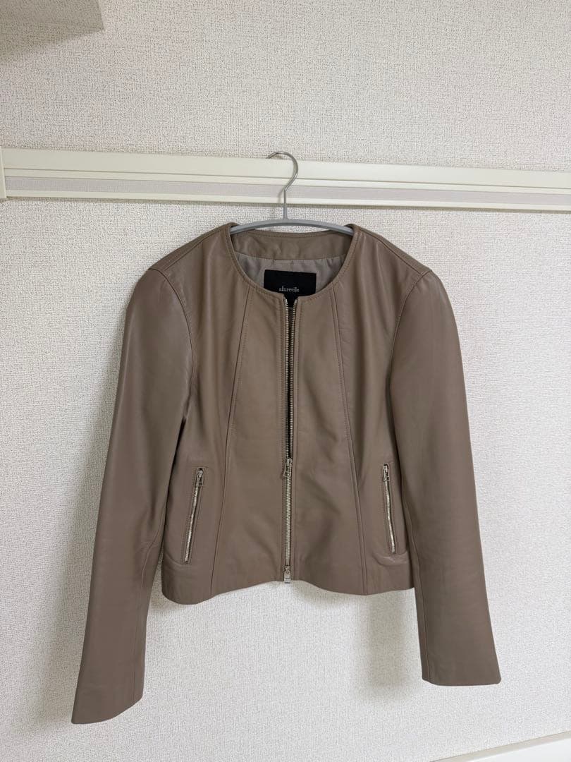 allurevilleレザークルーネックジャケット