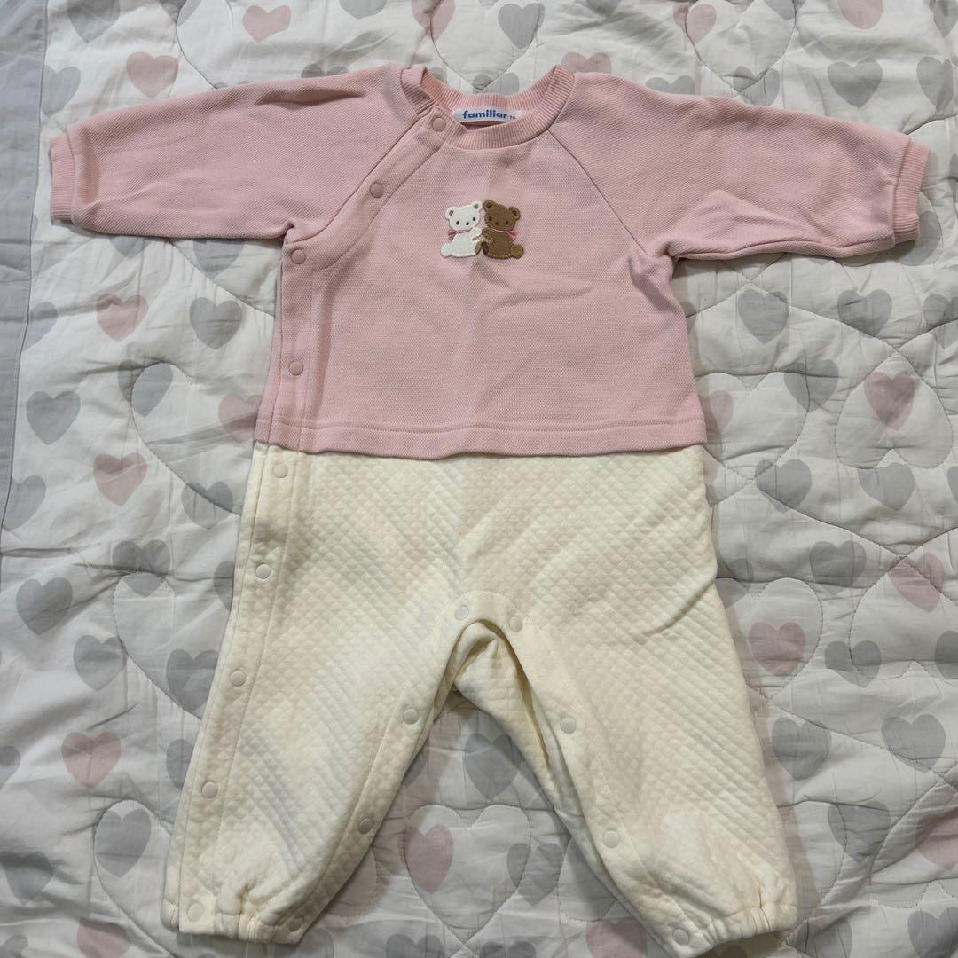 《美品》familiar ファミリア カバーオール 70 ピンク ベビー 現行品