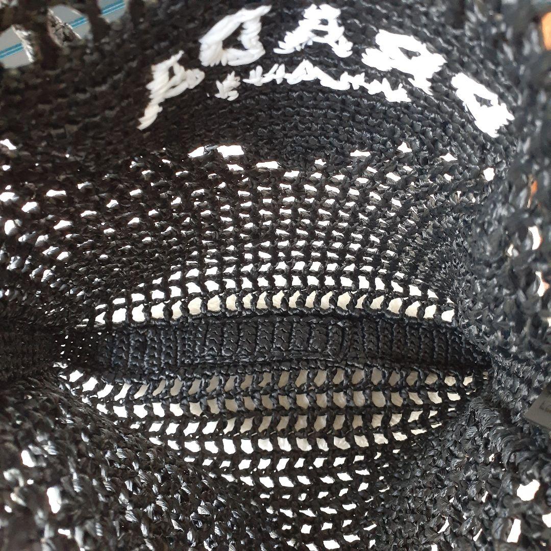 ⭐PRADA⭐　希少　美品　プラダ　ラフィア　トートバッグ　ブラック　かごバッグ