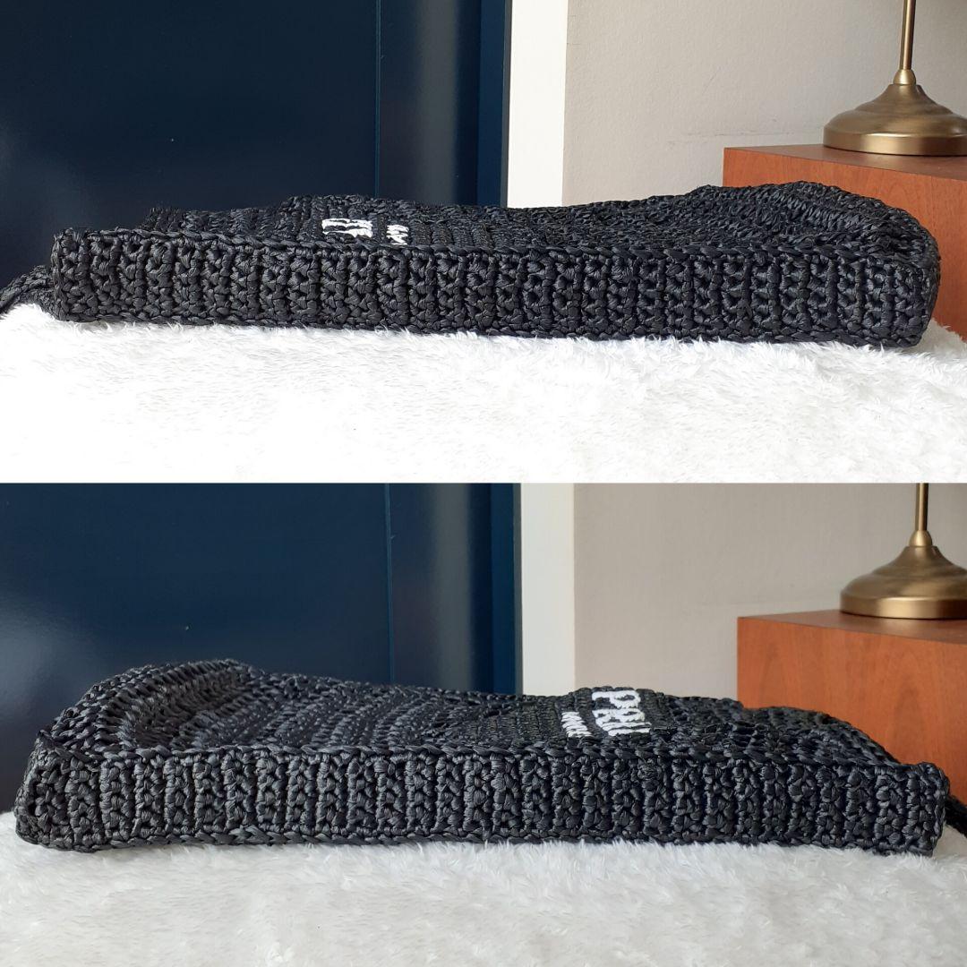 ⭐PRADA⭐　希少　美品　プラダ　ラフィア　トートバッグ　ブラック　かごバッグ