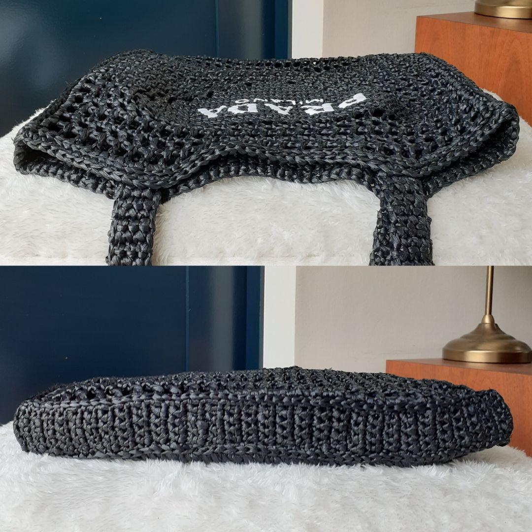 ⭐PRADA⭐　希少　美品　プラダ　ラフィア　トートバッグ　ブラック　かごバッグ