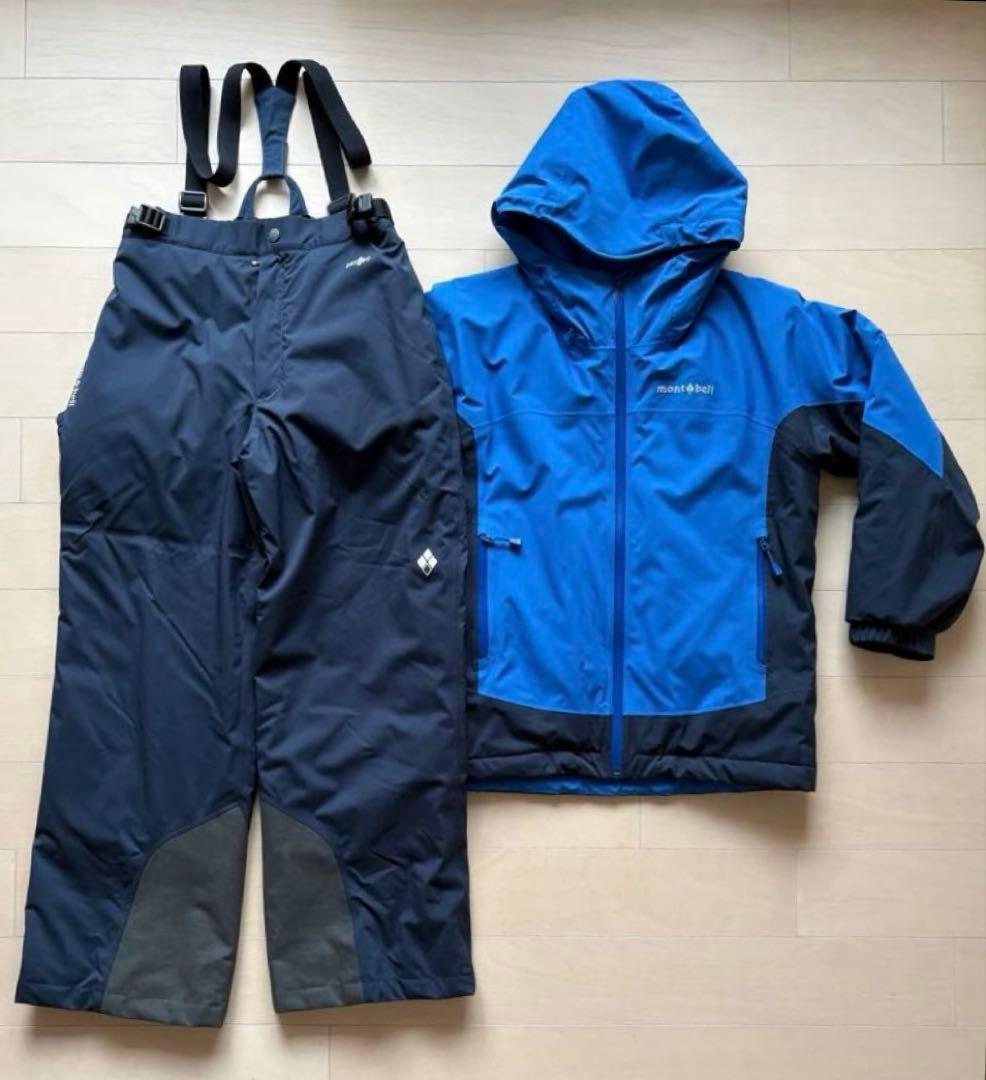 【美品】mont-bell 子供用スキーウェア上下セット（上140・下150）
