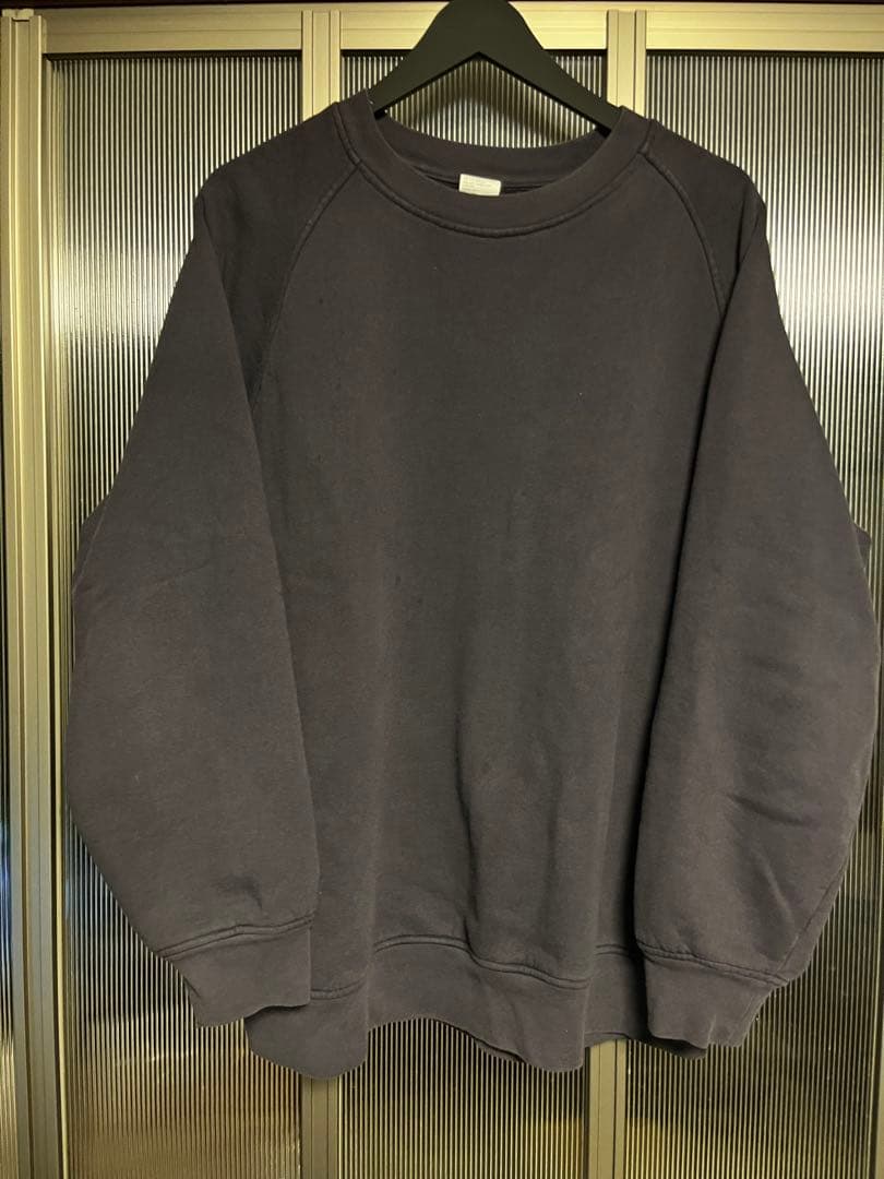 コモリCOMOLI コットン裏毛 クルーネック3 フェードネイビー