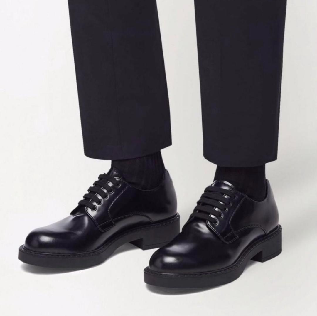 ★24AW PRADA プラダ レザー シューズ 靴 7.0 26.0cm