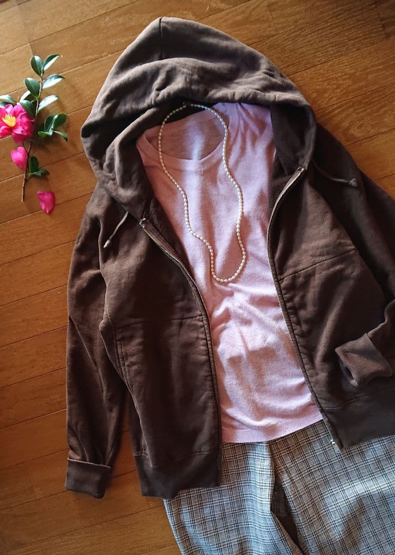 45R☆裏毛の908ジップフーディ/ブラウン♪