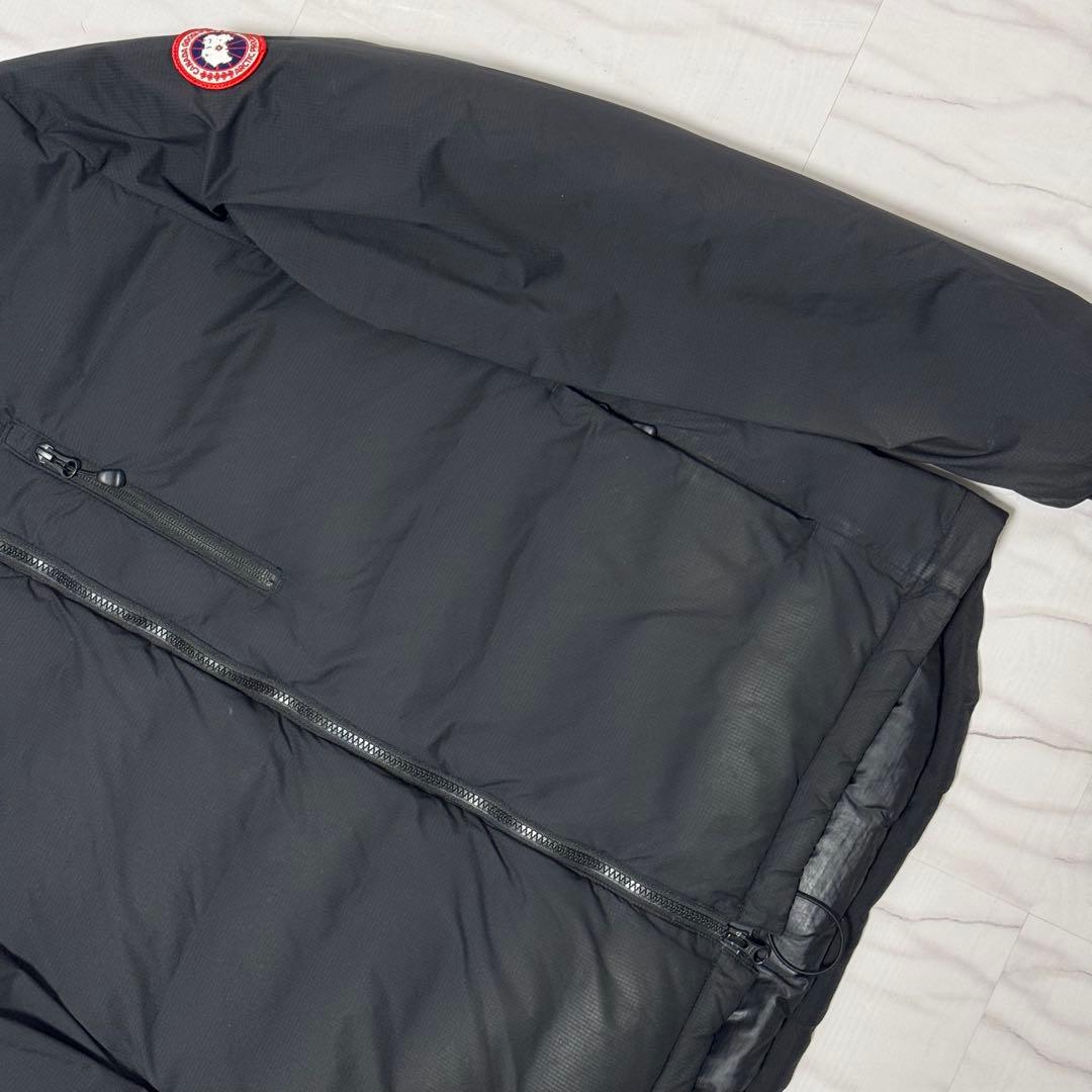 XL相当✨ カナダグース ロッジ フーディ ライトダウンジャケット 黒 フード