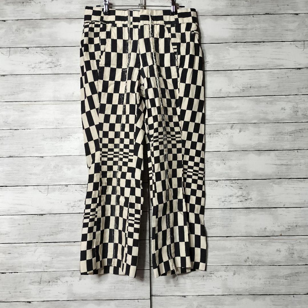 オールド品 コムデギャルソン 目の錯覚デザイン クロップド丈パンツ 再構築