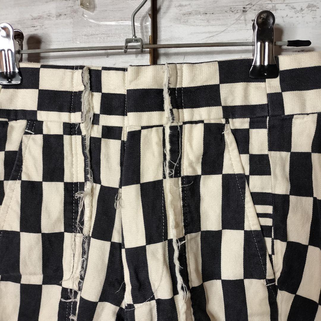 オールド品 コムデギャルソン 目の錯覚デザイン クロップド丈パンツ 再構築