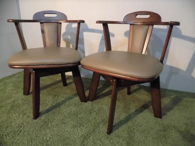 全国一律送料無料【展示品/新品】★高級回転肘付ダイニングチェア2脚セット