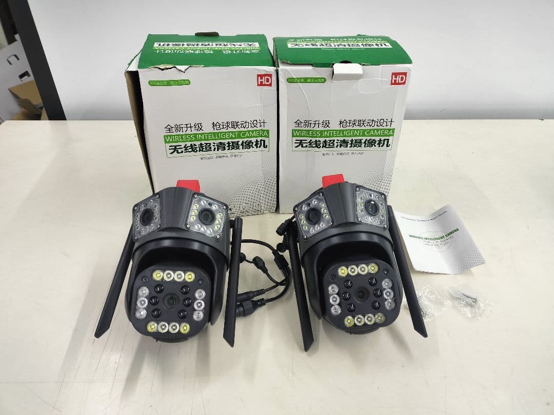 防犯カメラ 2台セット　視覚360°自動追跡動体検知2台