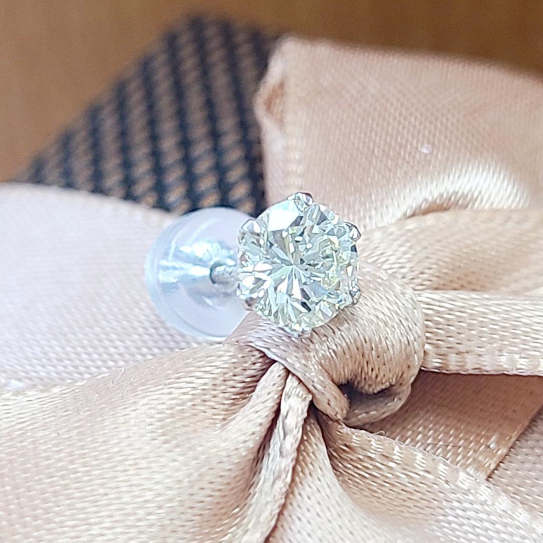 透明！ギラギラ！激安！0.447ct ダイヤモンド SI1プラチナ 片耳ピアス