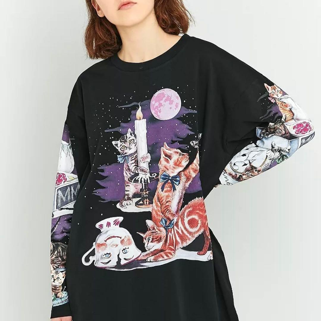 [なみへい ] MM6 - キャットプリント L/S カットソー