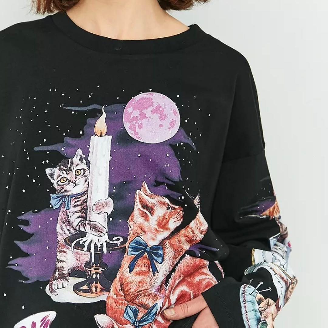 [なみへい ] MM6 - キャットプリント L/S カットソー