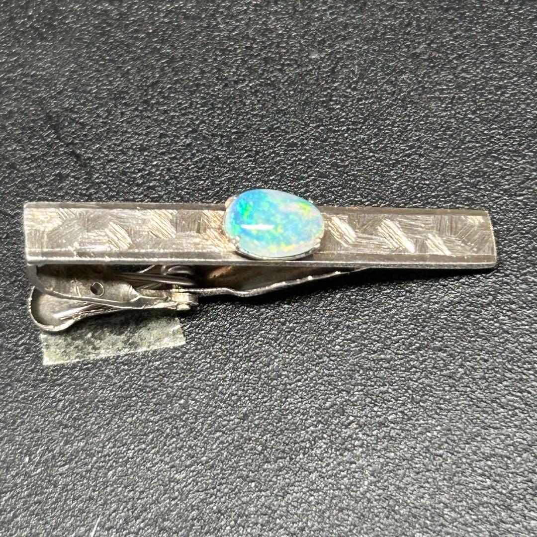 1015サトゥルヌスさん 18K刻印　シルバーに天然石オパール　ネクタイピン・タ