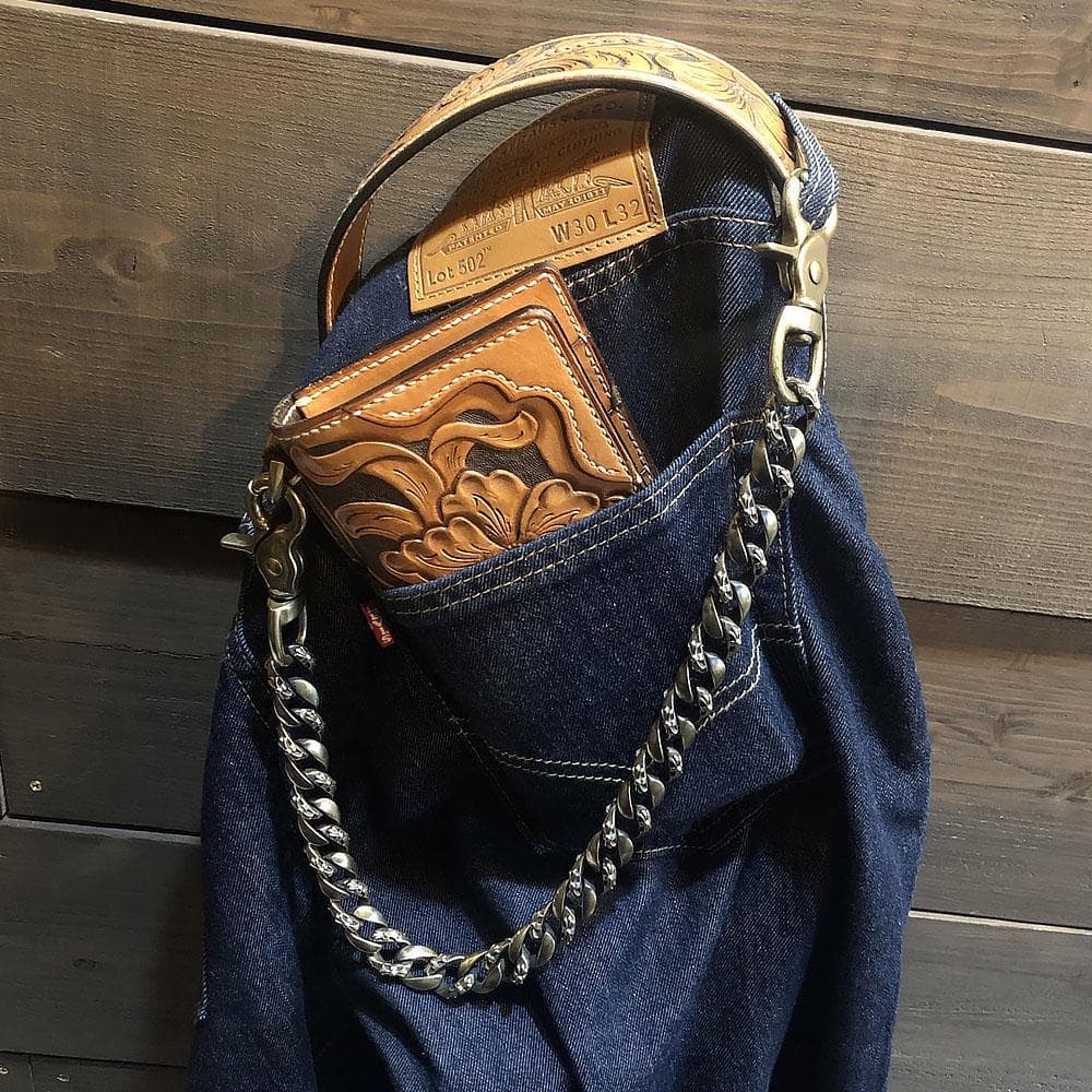 真鍮 ブラス ウォレットチェーン コンビ オリジナル 燻し加工 BRASS