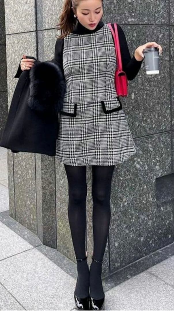 シェリエsheller 千鳥柄ワンピース