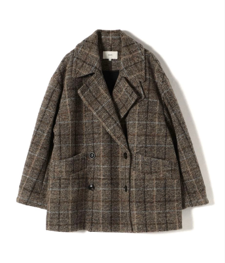 SHIPS スライバーチェックショートPコート