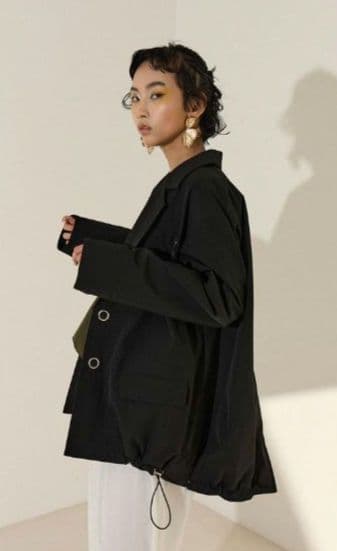 OMMO DRAWSTRING BACK ZIP JK　ブラック