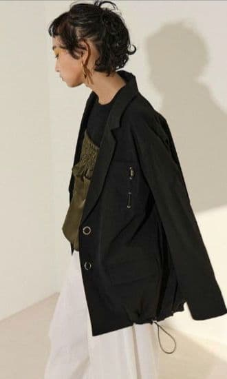 OMMO DRAWSTRING BACK ZIP JK　ブラック