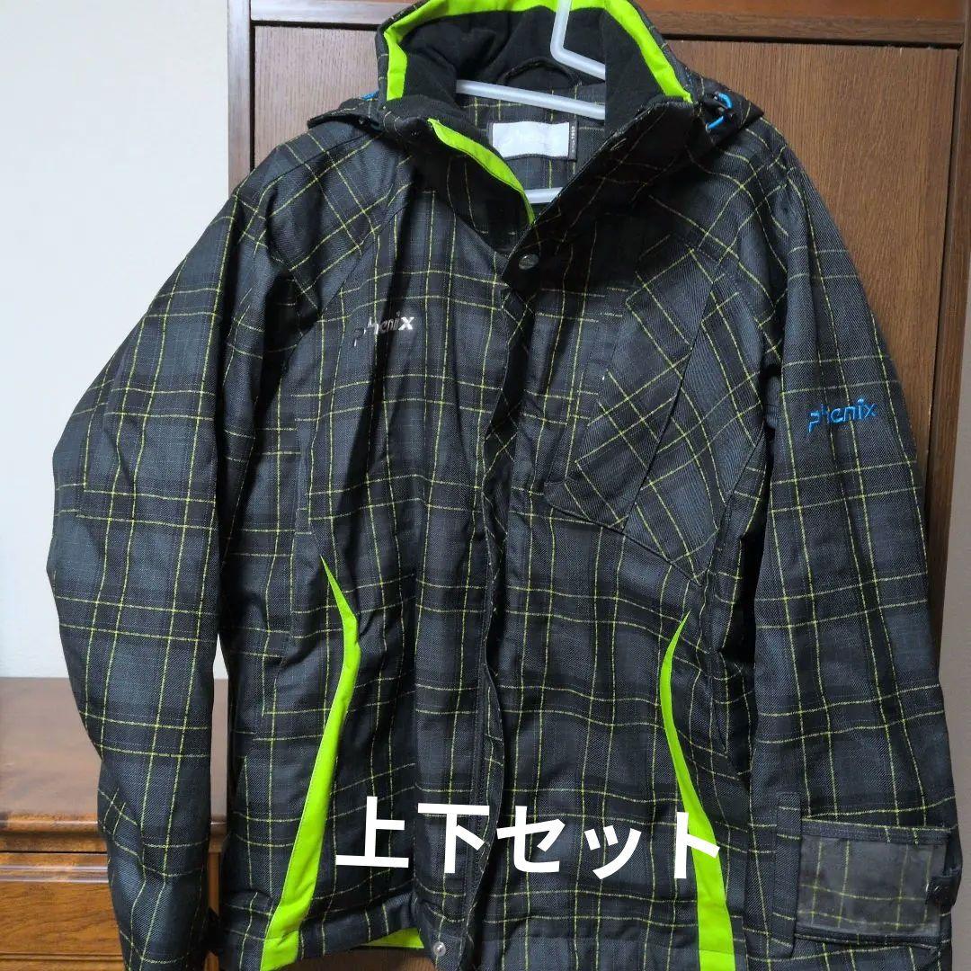 phenix スキーウェア ブラック/イエロー チェック柄　上下セットМサイズ