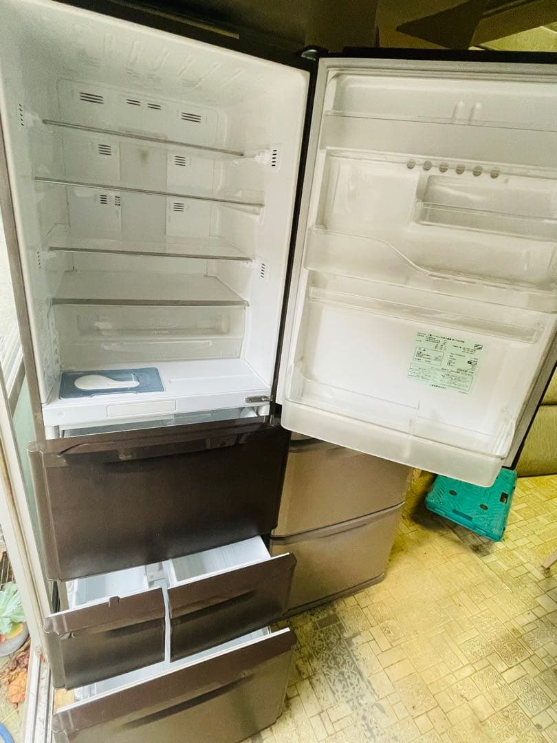 ファミリー用　401L 三菱　大型冷蔵庫 木目調　ブラウン