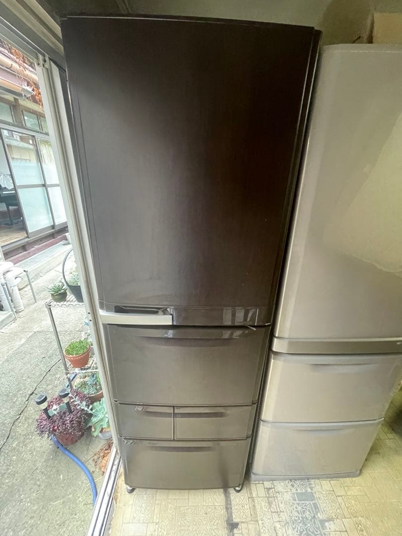 ファミリー用　401L 三菱　大型冷蔵庫 木目調　ブラウン