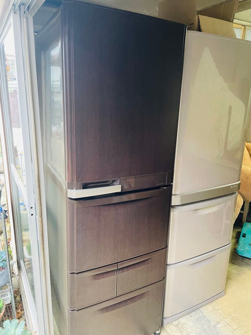 ファミリー用　401L 三菱　大型冷蔵庫 木目調　ブラウン