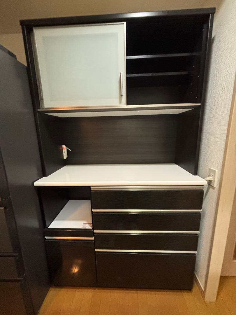 [値下げ]食器棚　キッチンボード(Nポスティア120KB BK）