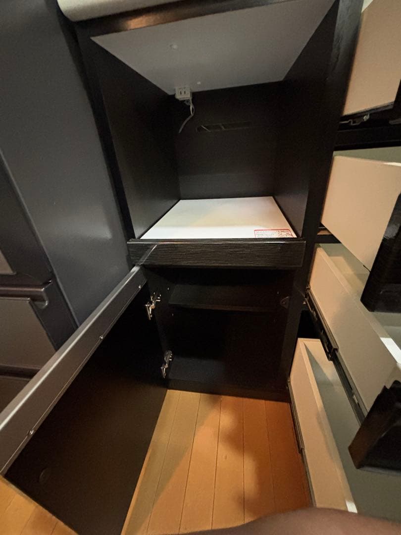 [値下げ]食器棚　キッチンボード(Nポスティア120KB BK）