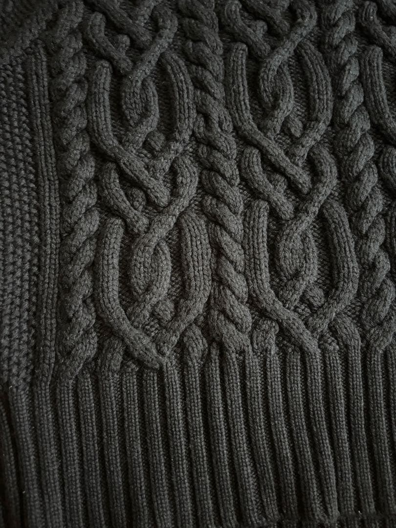 BLAMINK ブラック ケーブルニットベスト 38 ブラミンク　カシミヤ