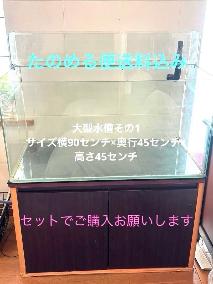 その1大型水槽 (ガラス水槽 オーバーフロー水槽　キャビネットセット)