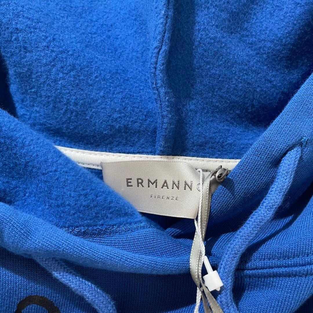 未使用タグ付き✨ エルマンノシェルビーノ パーカー ロゴ ラインストーン ブルー