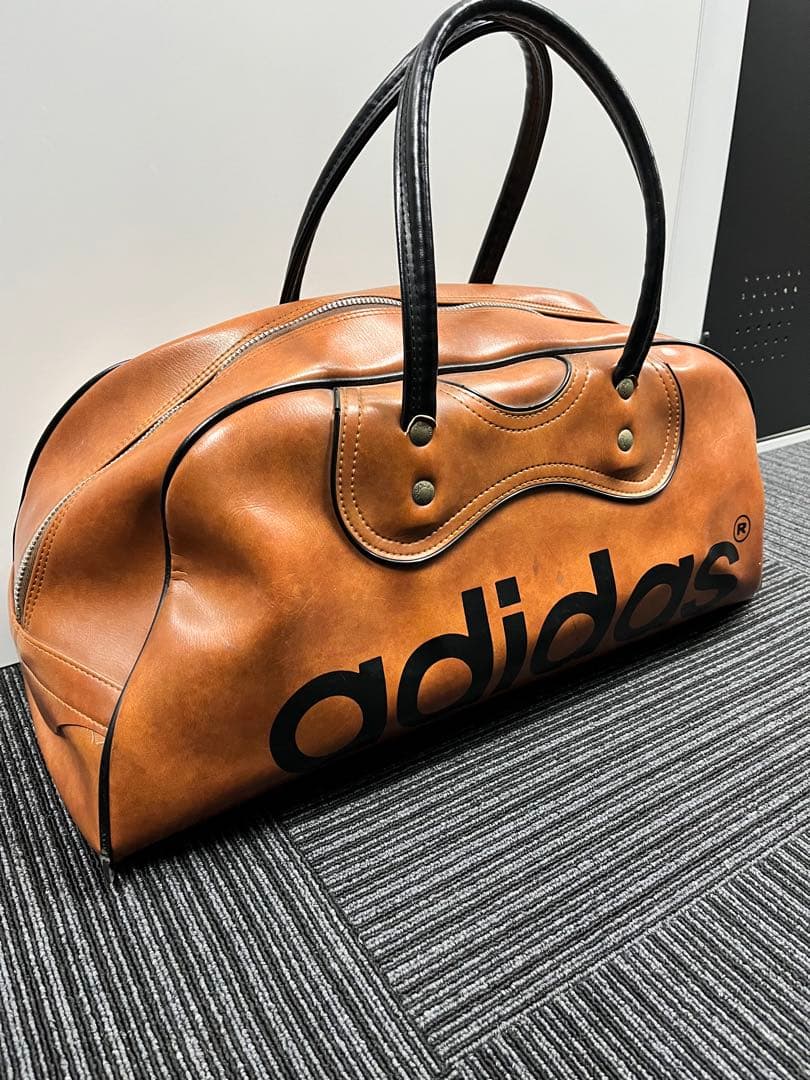 希少　adidas レザーボストンバッグ ブラウン　ヴィンテージ