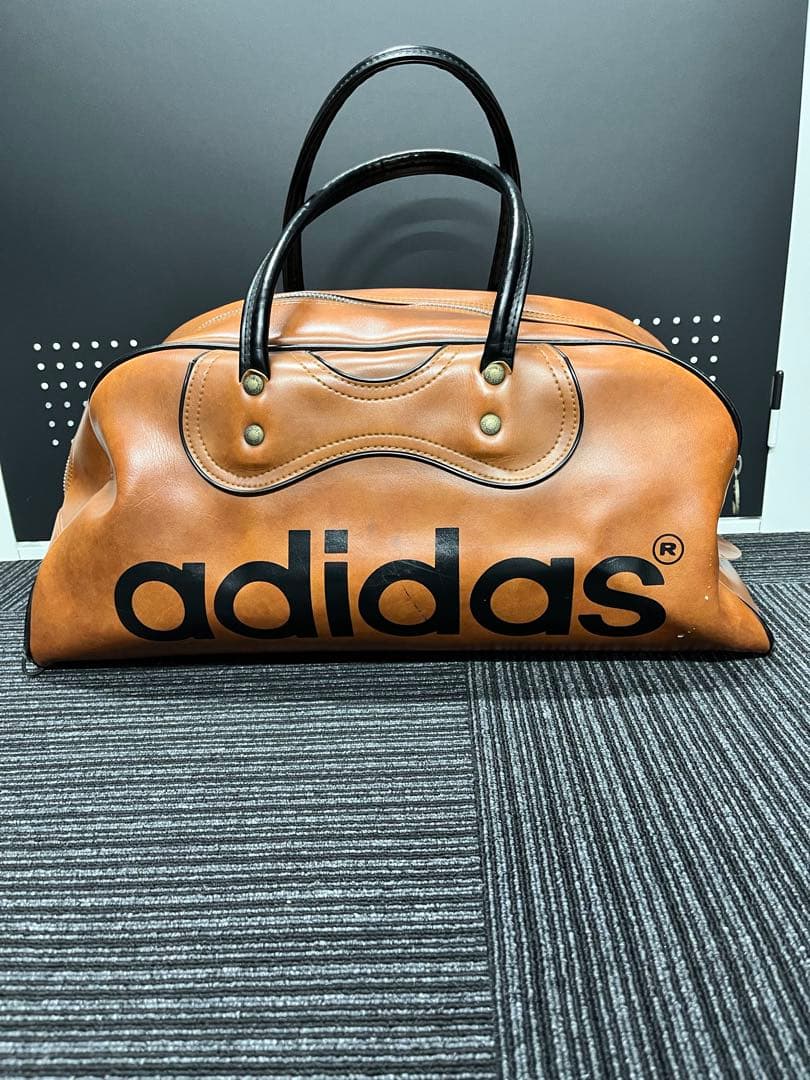 希少　adidas レザーボストンバッグ ブラウン　ヴィンテージ