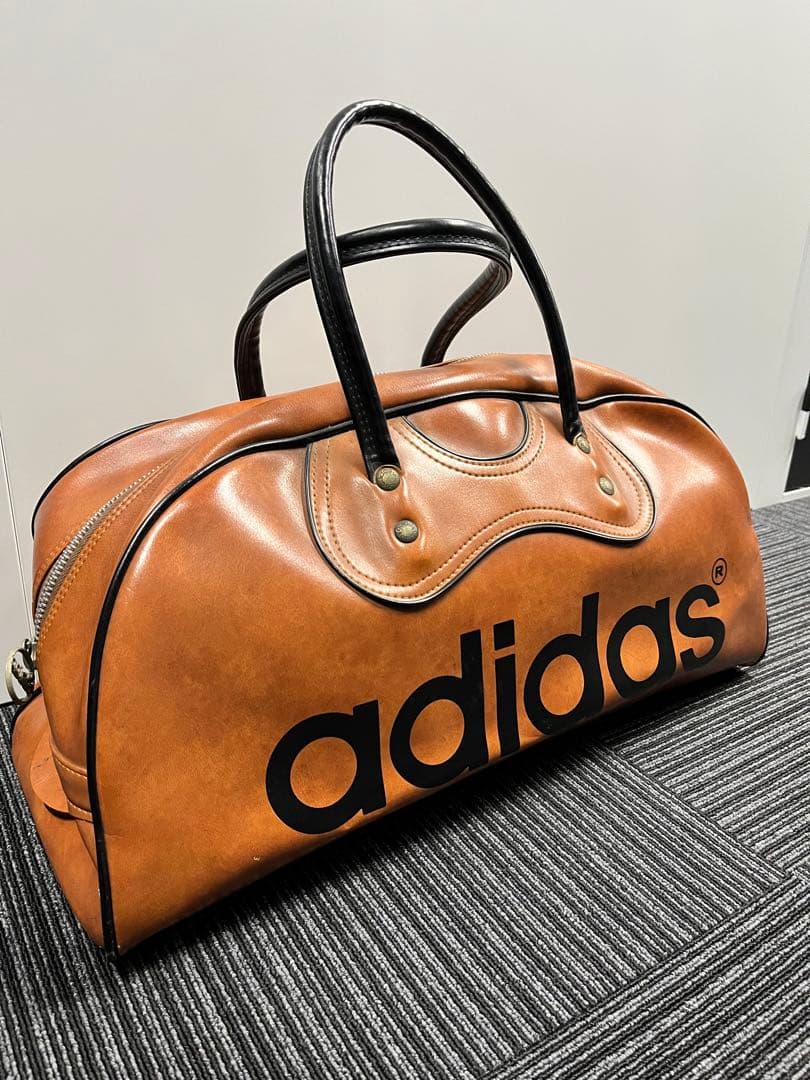希少　adidas レザーボストンバッグ ブラウン　ヴィンテージ
