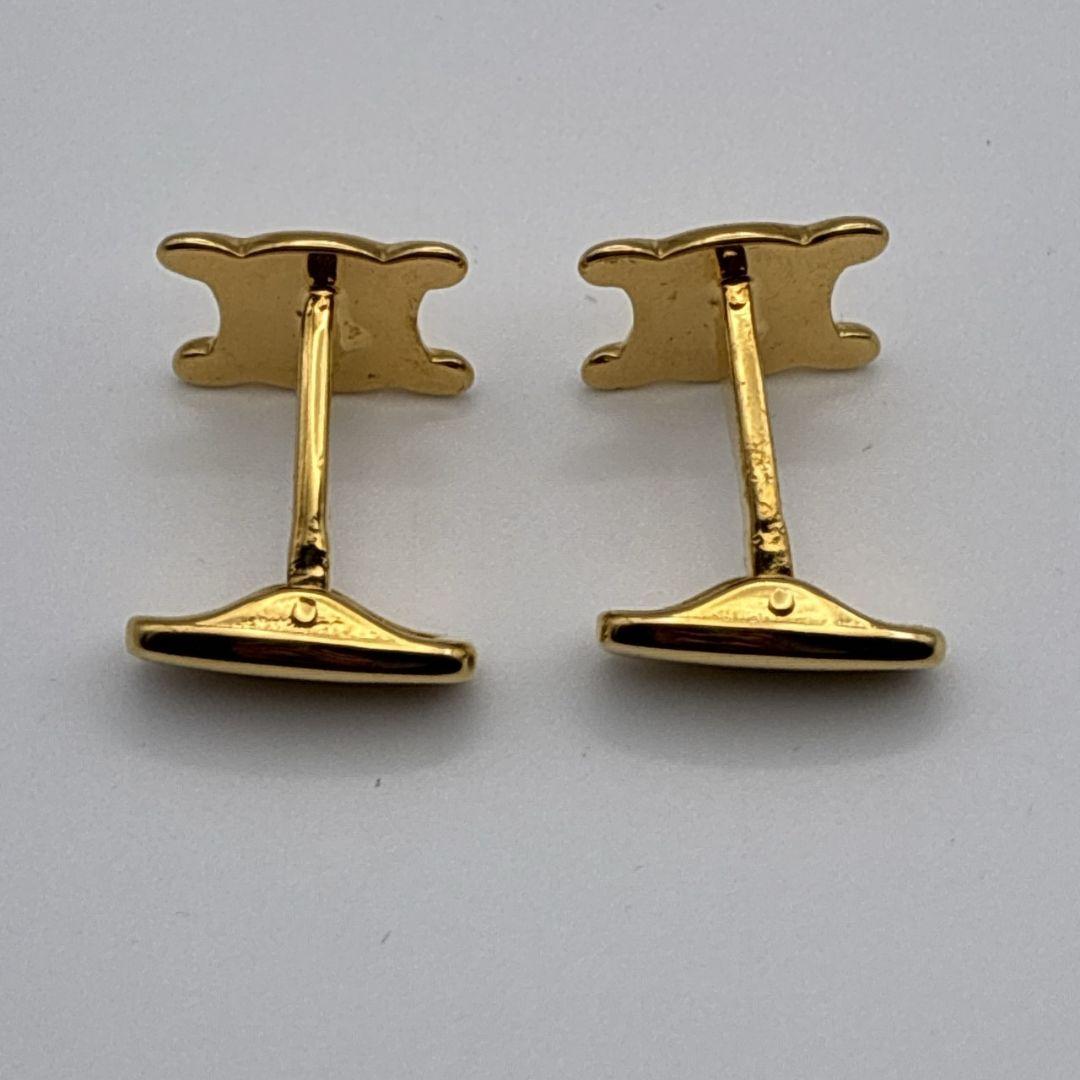 【美品】CELINE カフス カフリンクス タイピン トリオンフ マカダム 金色