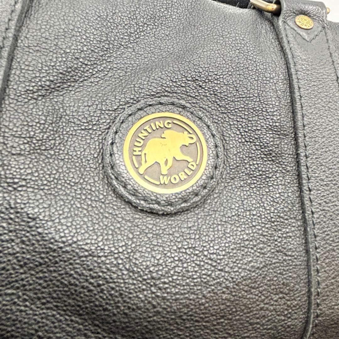 【美品/希少】ハンティングワールド　ボストンバッグ　2way ブラック　本革
