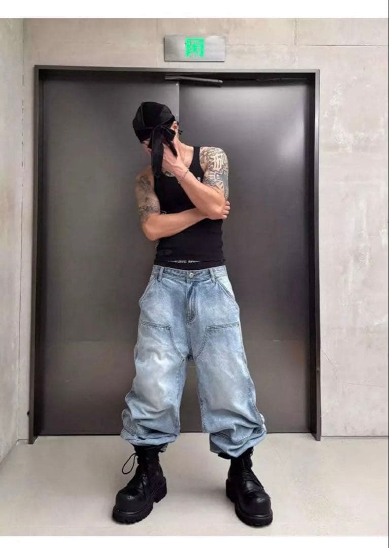 【RYE CHASIN】 CROSS PATCH ART BAGGY DENIM