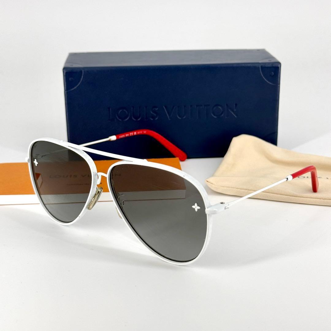 ルイヴィトン サングラス LV パイロット Z1637U ホワイト レッド