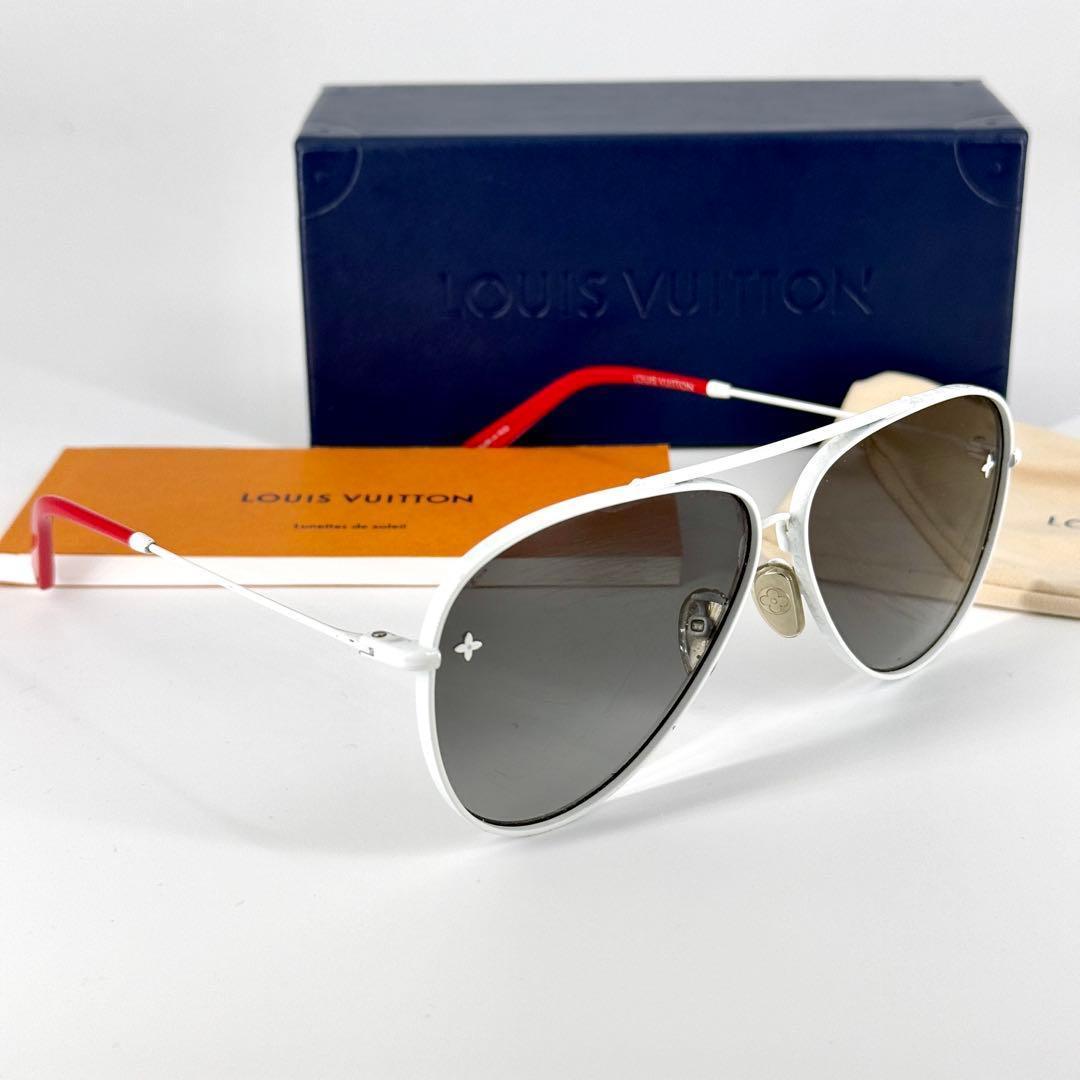 ルイヴィトン サングラス LV パイロット Z1637U ホワイト レッド