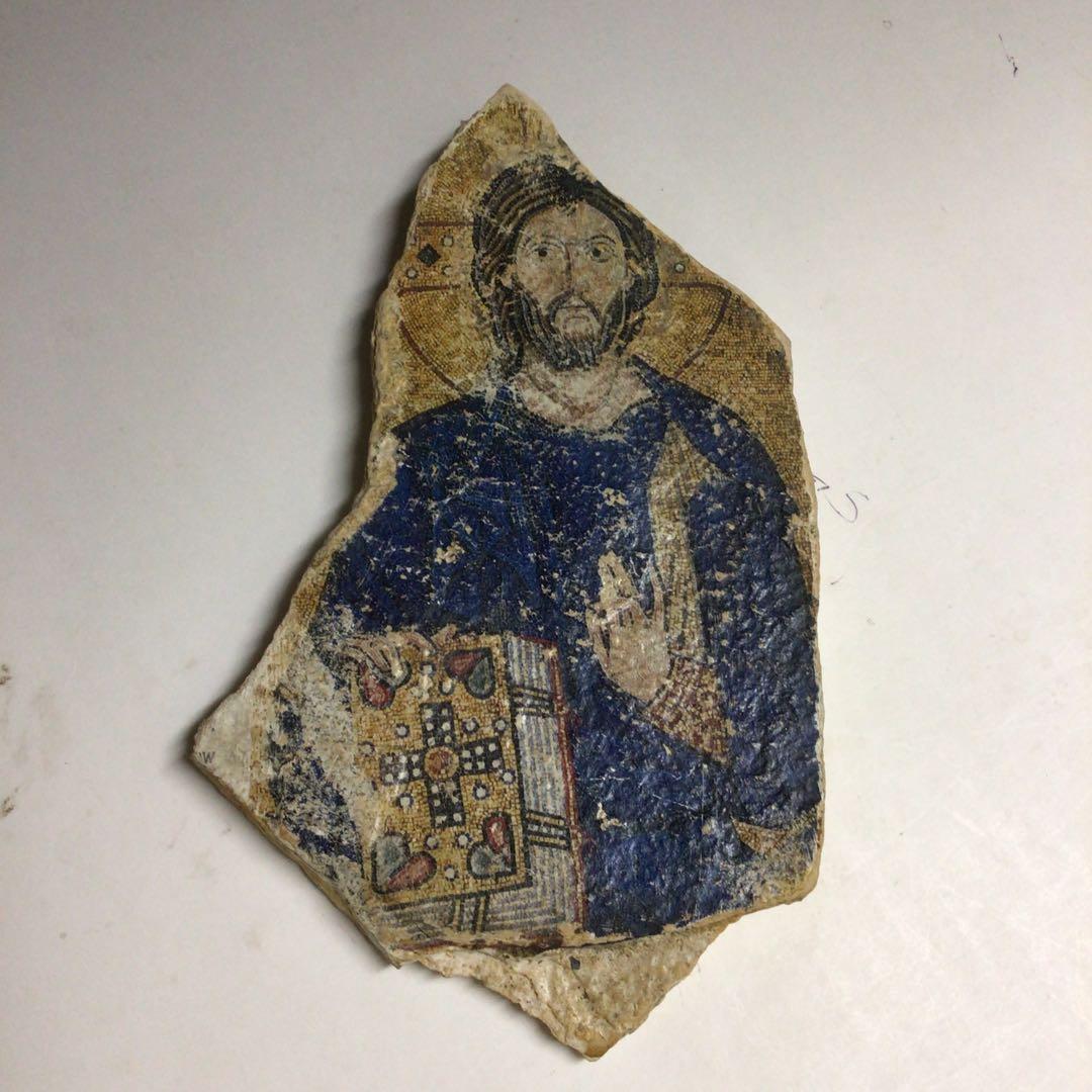 ★ロシア正教 古代のキリスト肖像画の石片 イコン 石画