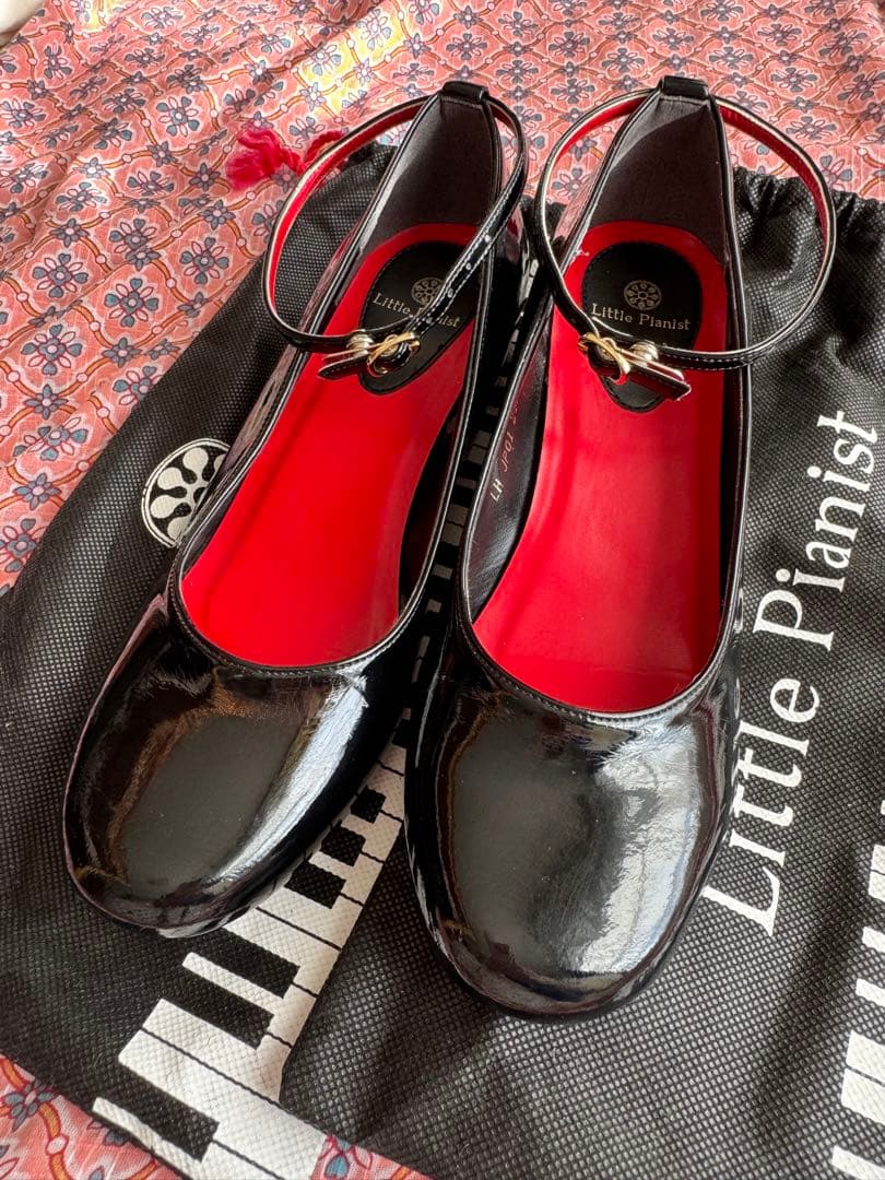 Little Pianist ブラック24.5 ピアノシューズ リトルピアニスト