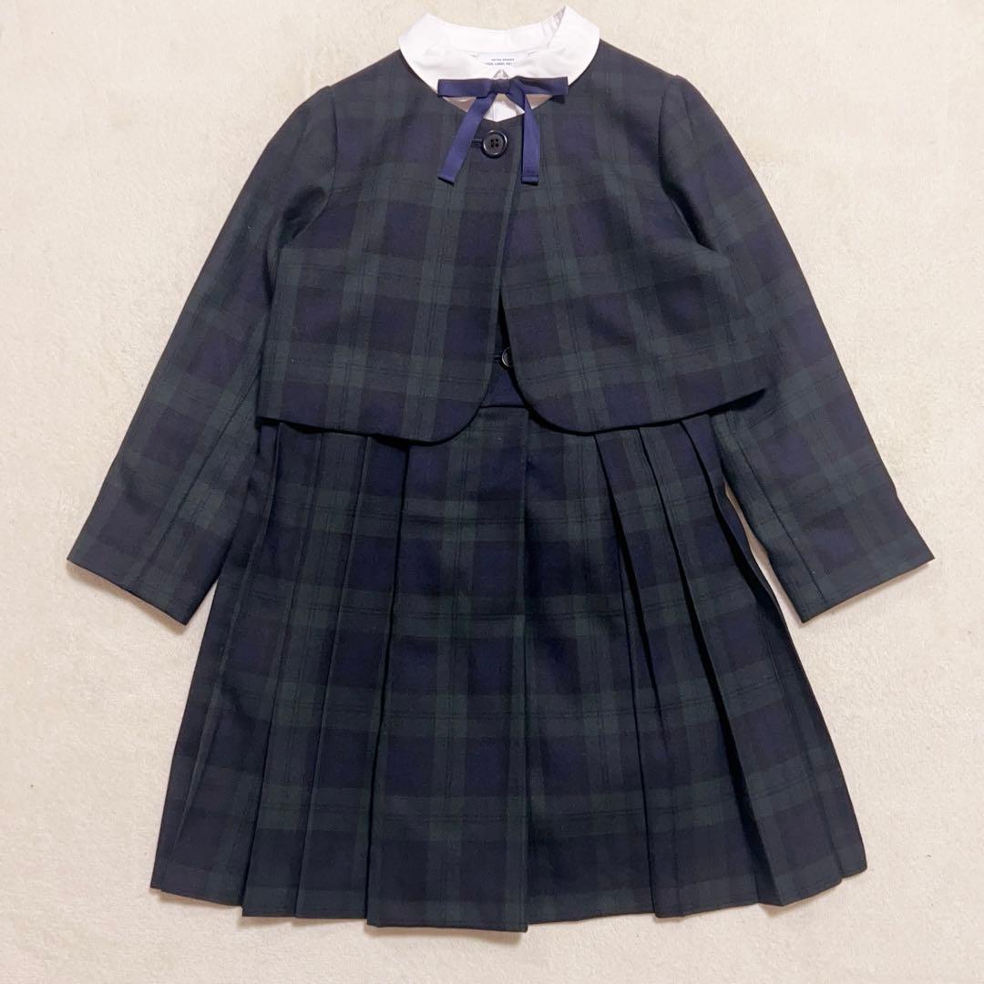 グリーンレーベルリラクシング フォーマルセット　女の子　チェック　125cm 緑